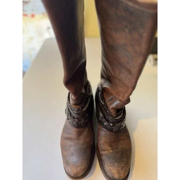Freebird By Steven FB-Drove Brown Leather Cowboy Boots Womens Sz 9 - Picture 1 of 16